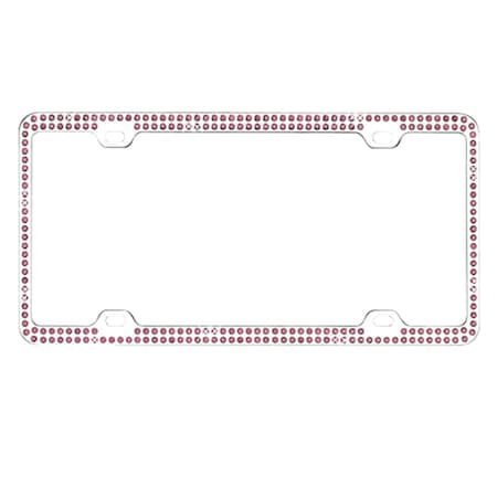 Valor Purple Crystals Chrome Coating Metal License Plate Frame with Double Row Crystals LPF2BC002PUE